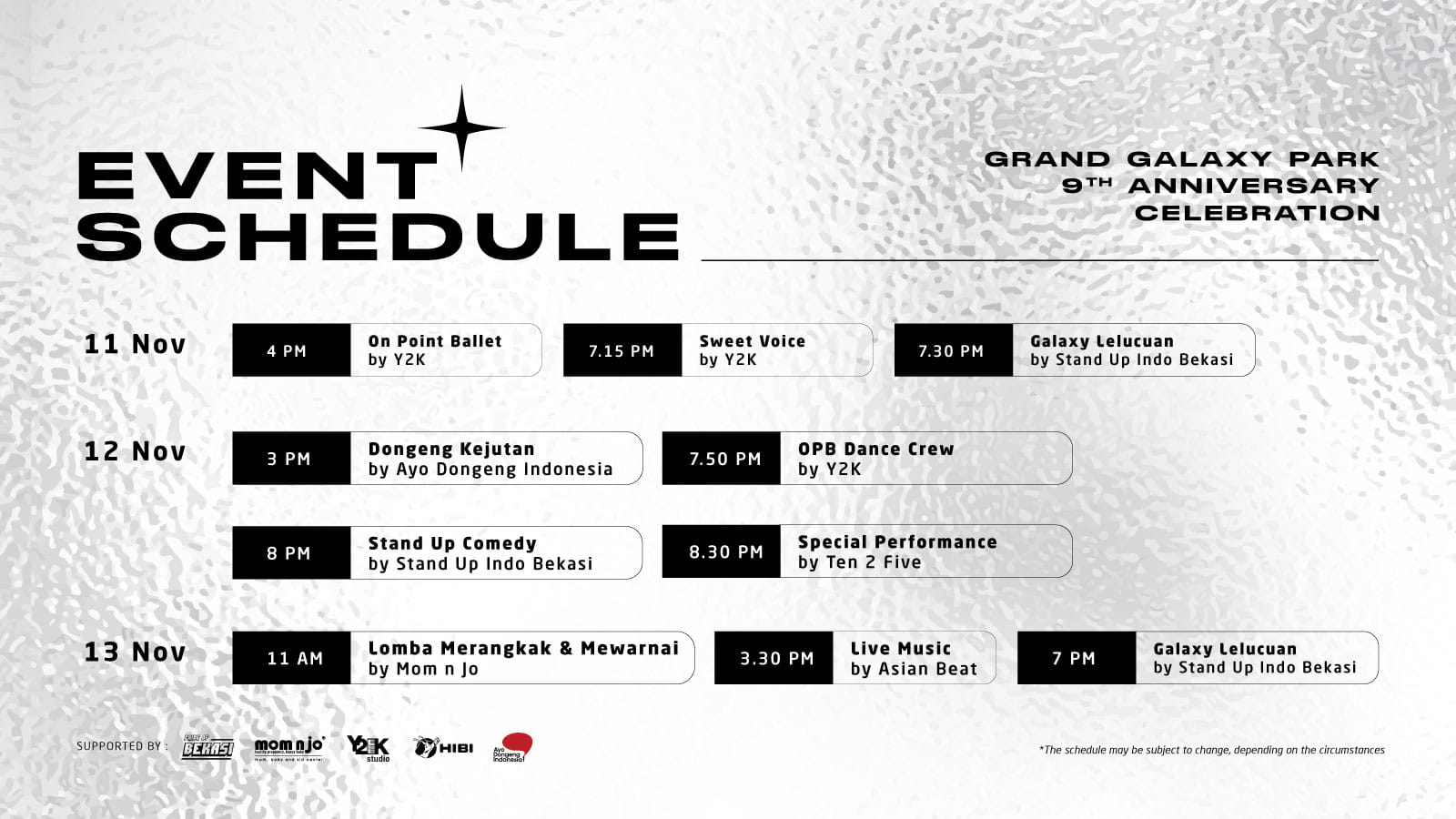 Event Schedule Shine at Nine Event Schedule Shine at Nine
