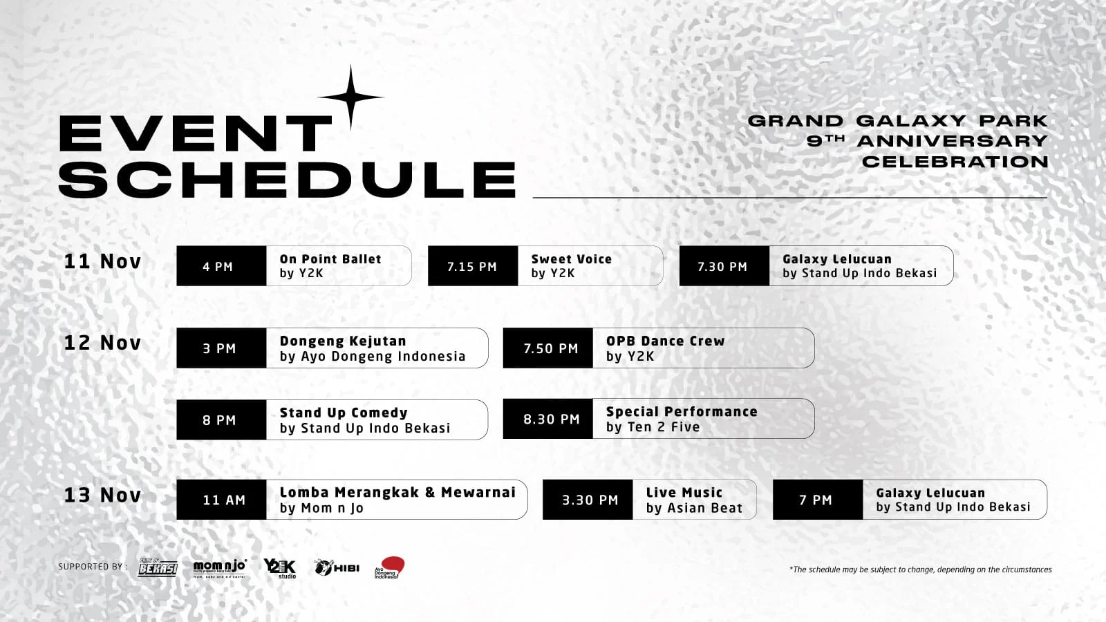 Event Schedule Shine at Nine Event Schedule Shine at Nine